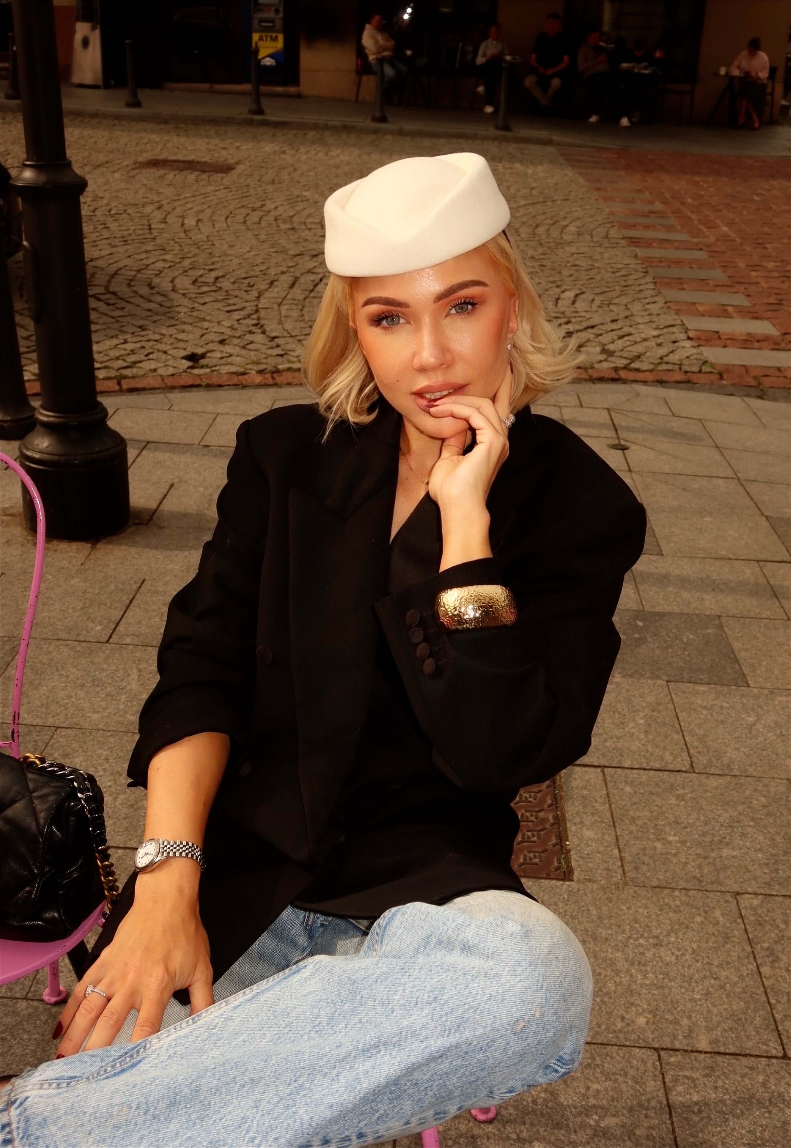 Model posing gracefully during a professional session.